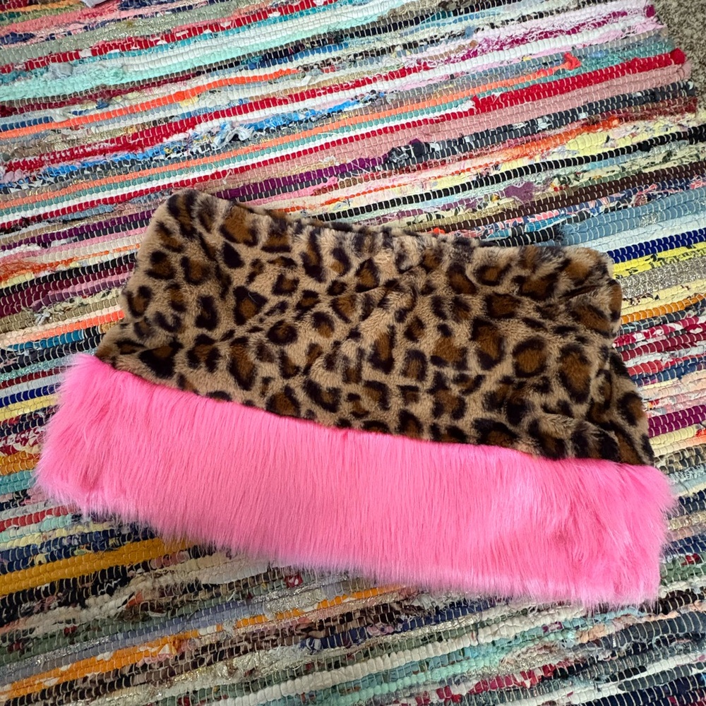Leopard Print and Pink Faux Fur skirt